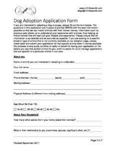 Dog Adoption Application – Infinite Woofs Animal Rescue Society